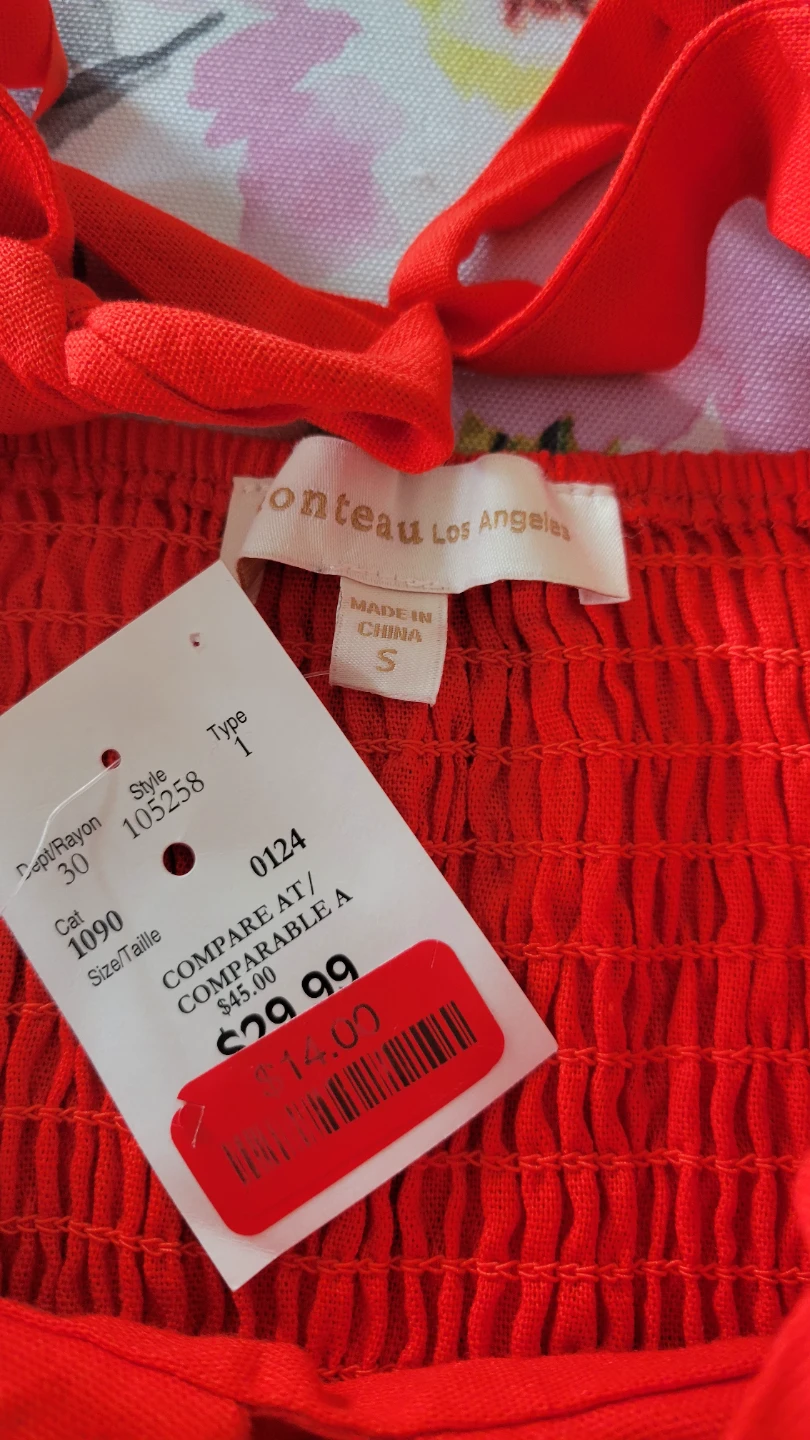 Monteau Los Angeles Red Smocked Sundress - photo 2