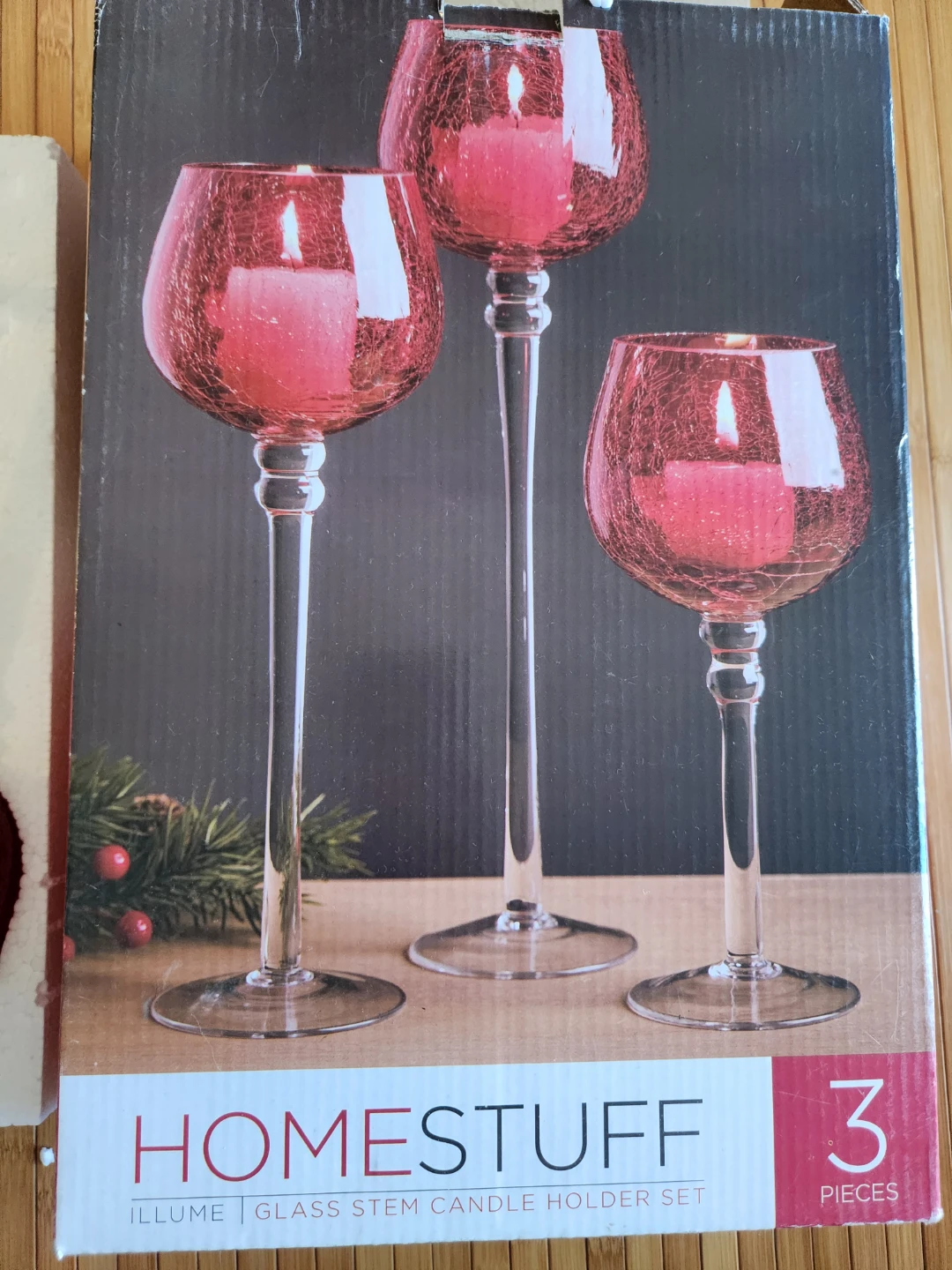 HomeStuff Illume Glass Stem Candle Holder Set