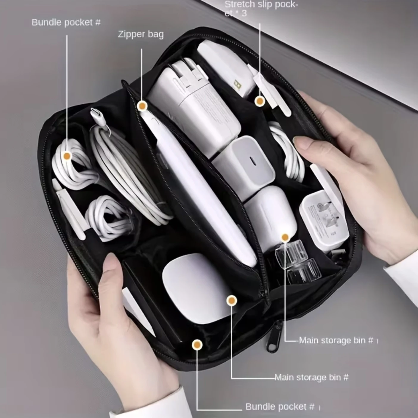 Grey Travel Organizer Bag for Electronics - photo 4