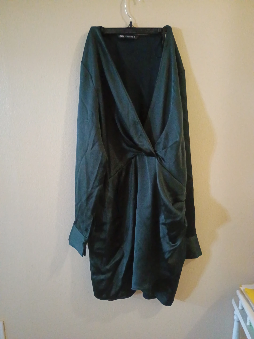 Zara black Ruched V-Neck Mini Dress