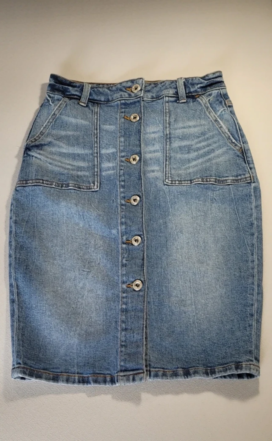 ZARA Denim Button-Front Midi Skirt Size M
