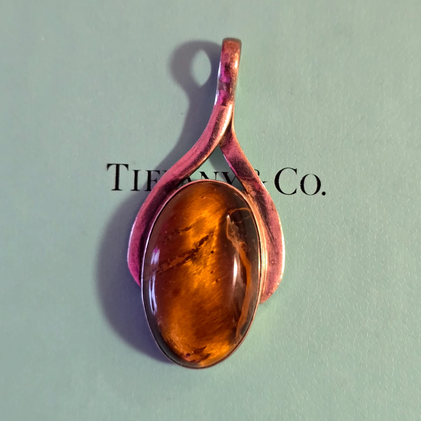 Vintage 925 Silver Tiger Eye stone pendant sale - photo 3