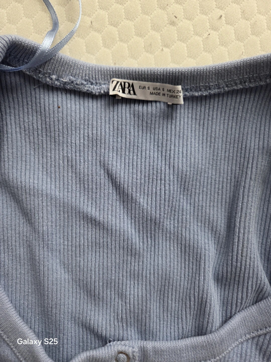 ZARA Baby Blue Ribbed Crop Top Size S - photo 2
