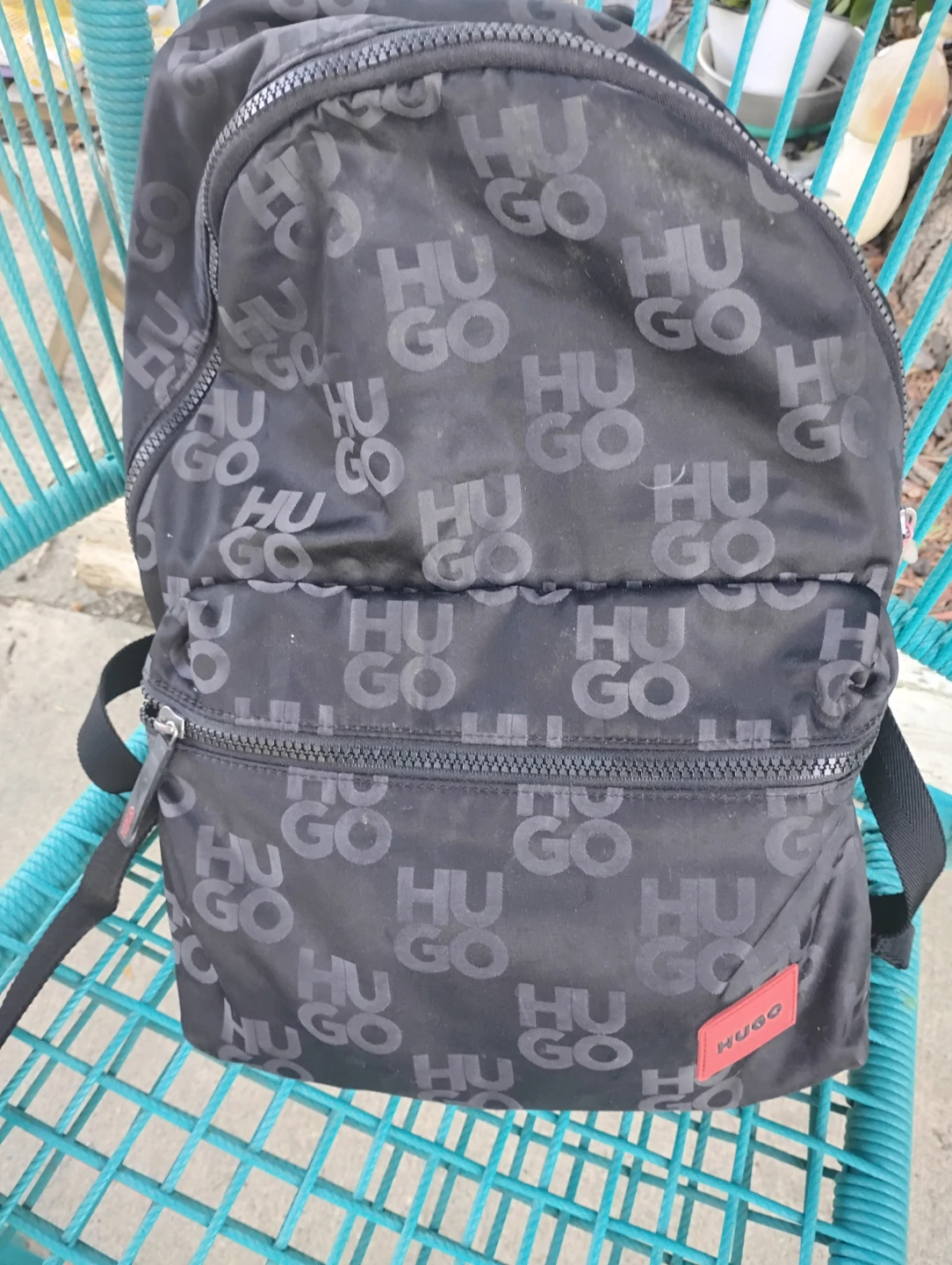 HUGO BOSS Backpack Black Logo Print