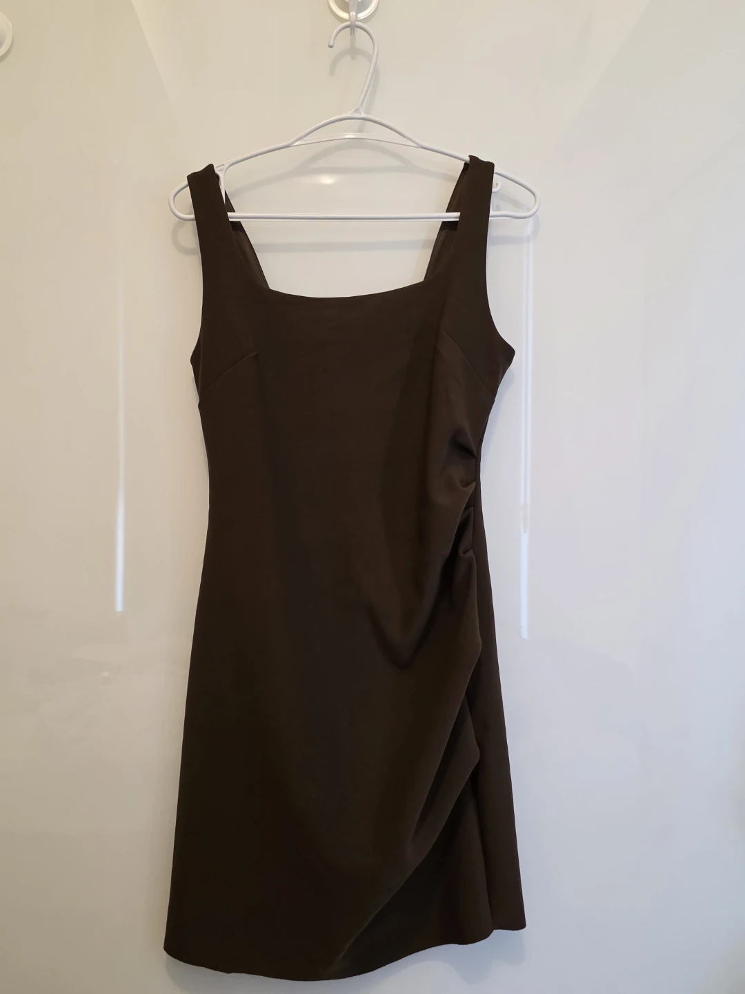 Women's Dark Brown Ruched Square Neck Dress - photo 2