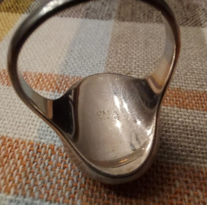 Large yellow- brown sterling silver gemstone - photo 2