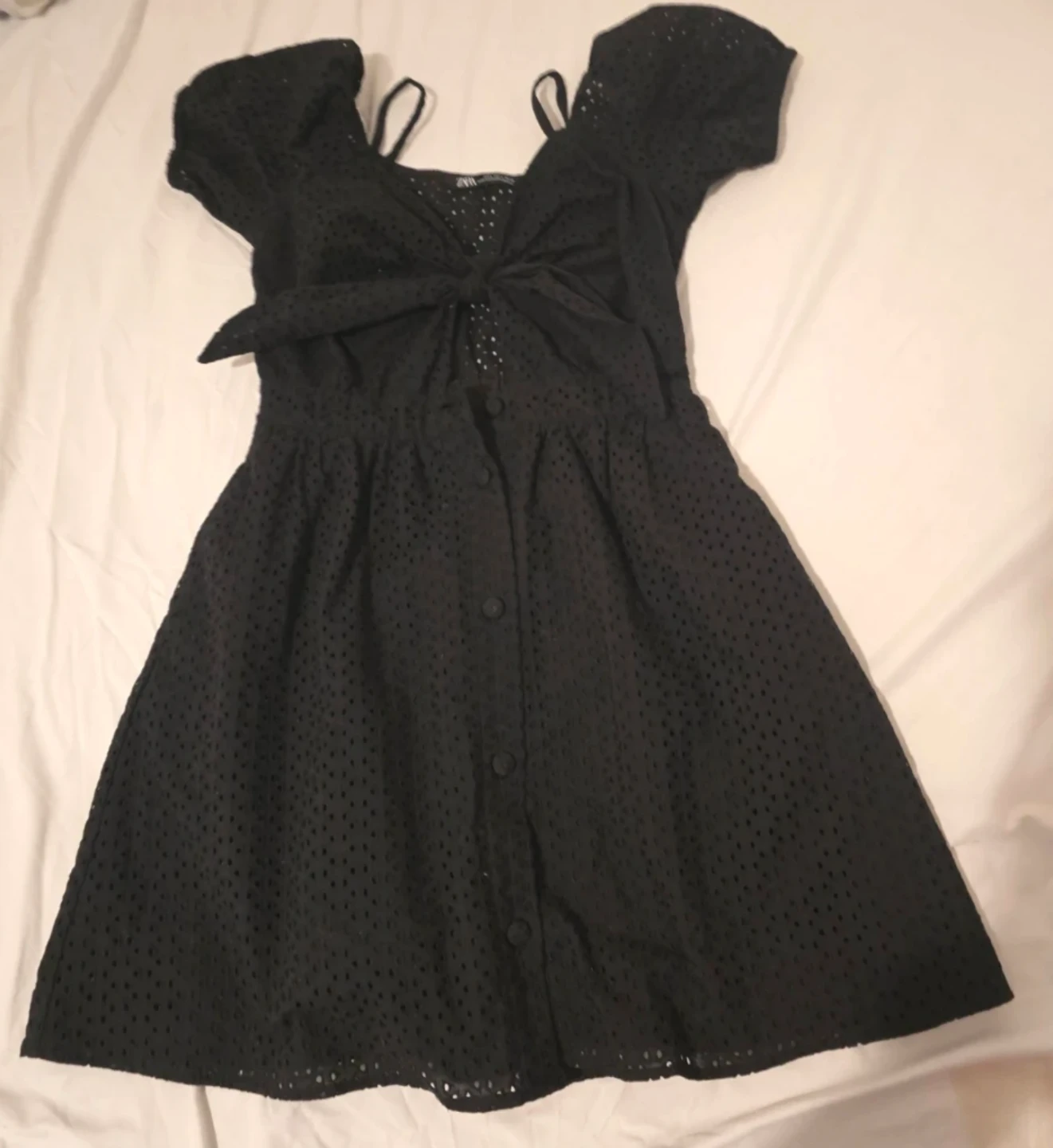 Zara Black Eyelet Dress Size S