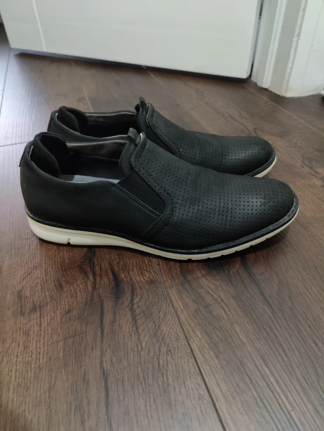 Kenneth Cole Black Perforated Slip-On Loafer Shoes