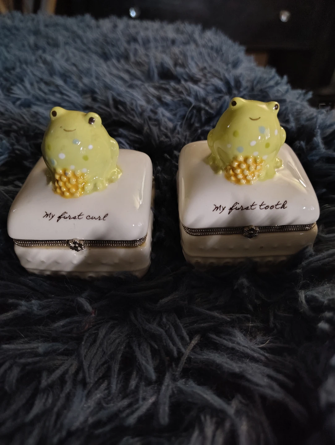 Set of 2 Ceramic Keepsake Boxes - My First Curl & My First Tooth