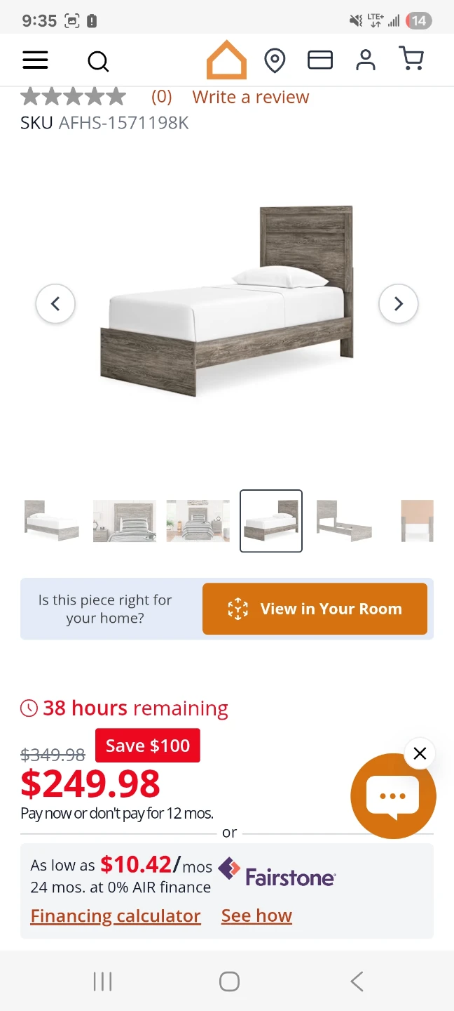 Grey Wood Finish Twin Bed Frame