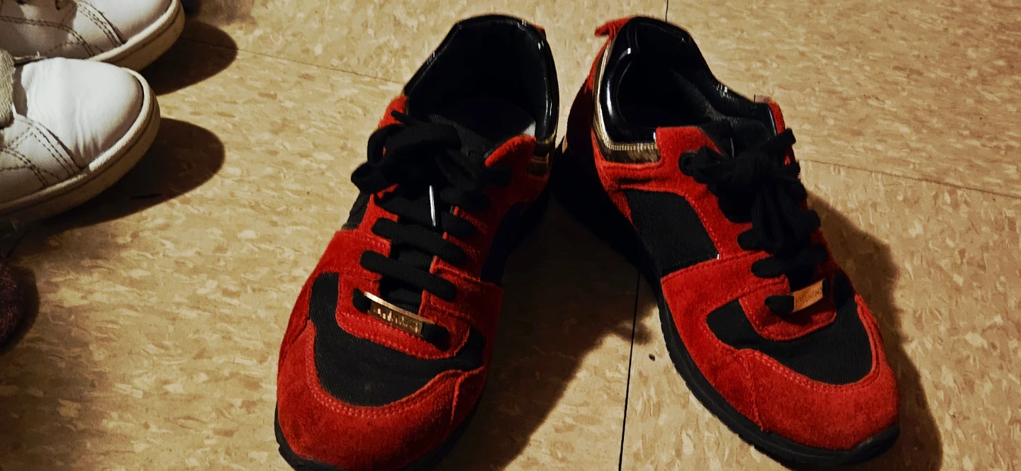 Valentino Red & Black Suede Sneakers  6.5 - photo 5
