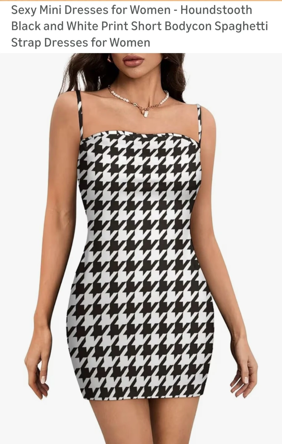Houndstooth Mini Dress - Black and White