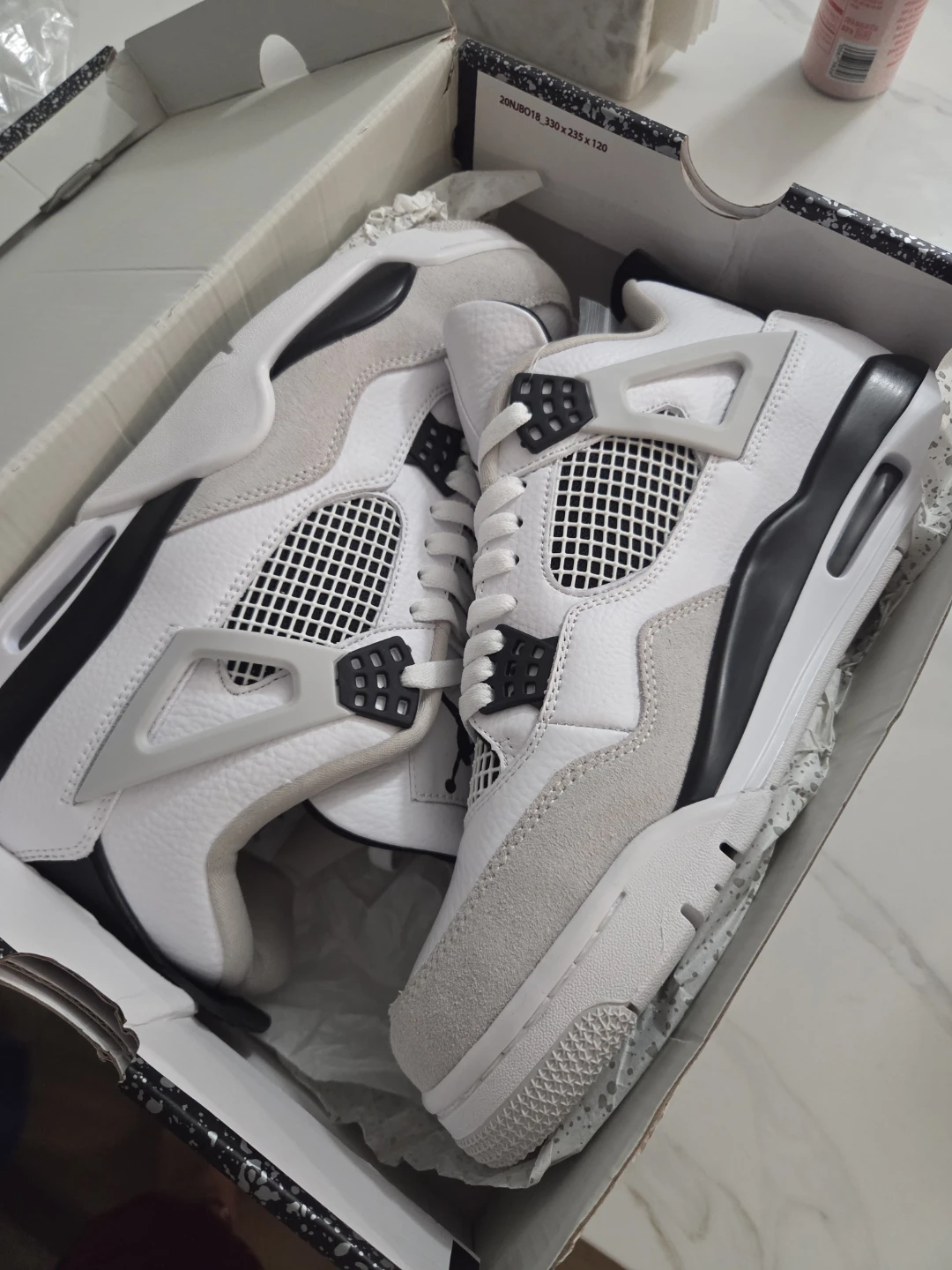 Air Jordan 4 Retro White Cement Sneakers - photo 4