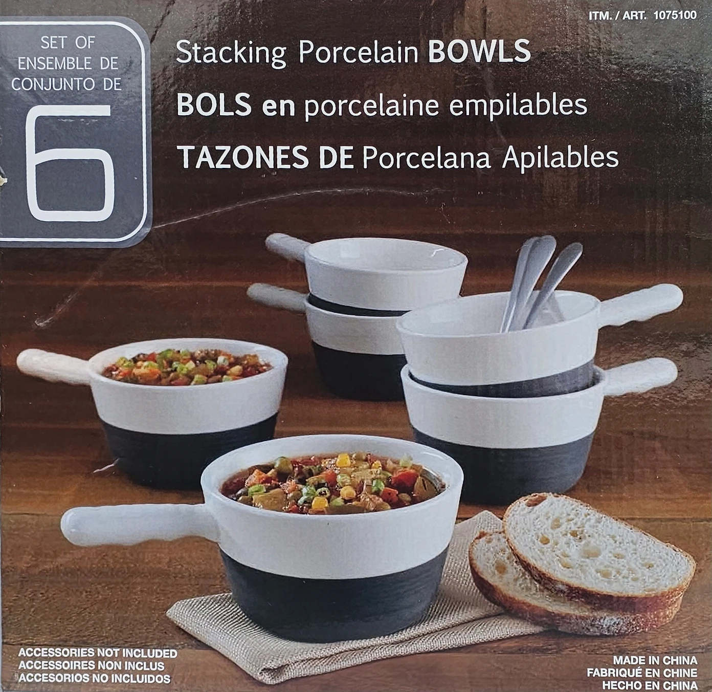 Set of 6 Stacking Porcelain Bowls