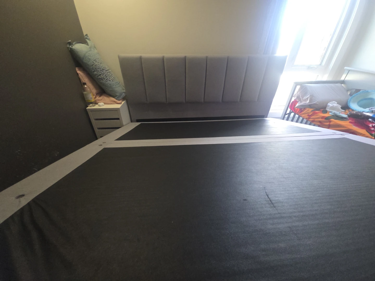 Grey Upholstered Storage King size Bed Frame