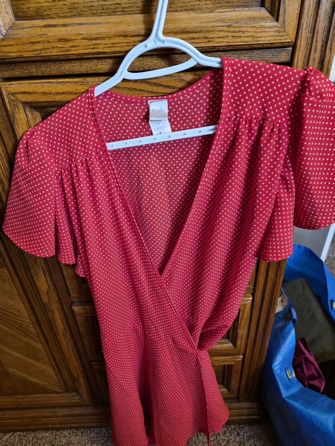Twik Red Polka Dot Wrap Blouse