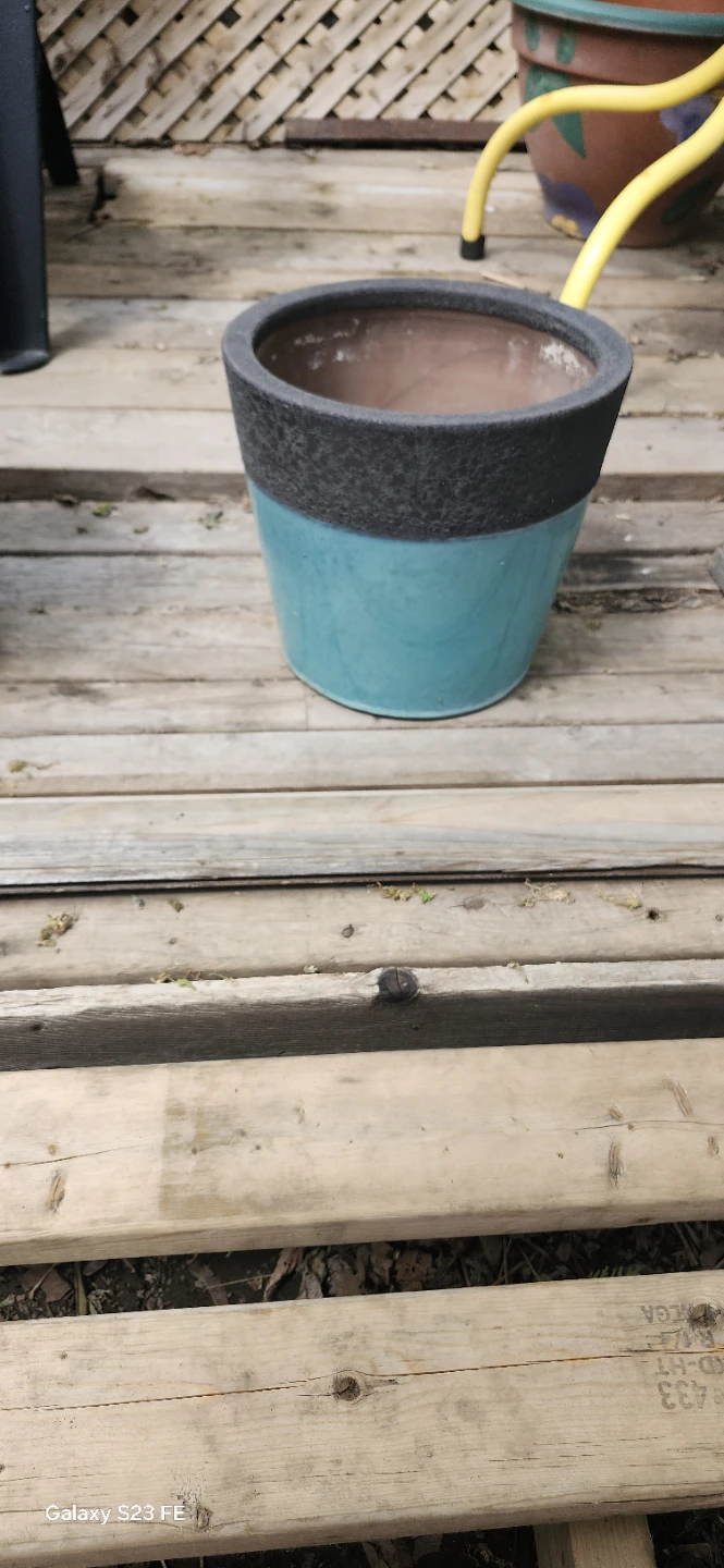 Teal and Black Ceramic Planter - photo 3