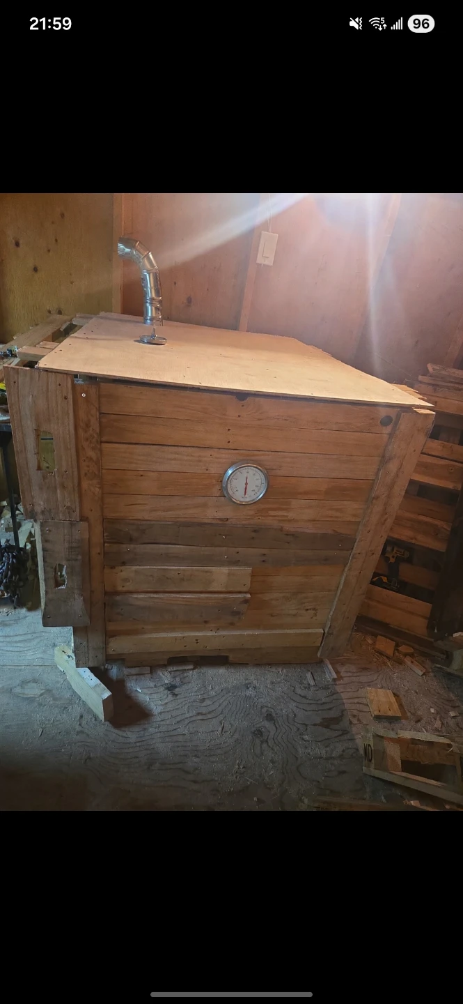 Custom built woodframe offset smoker