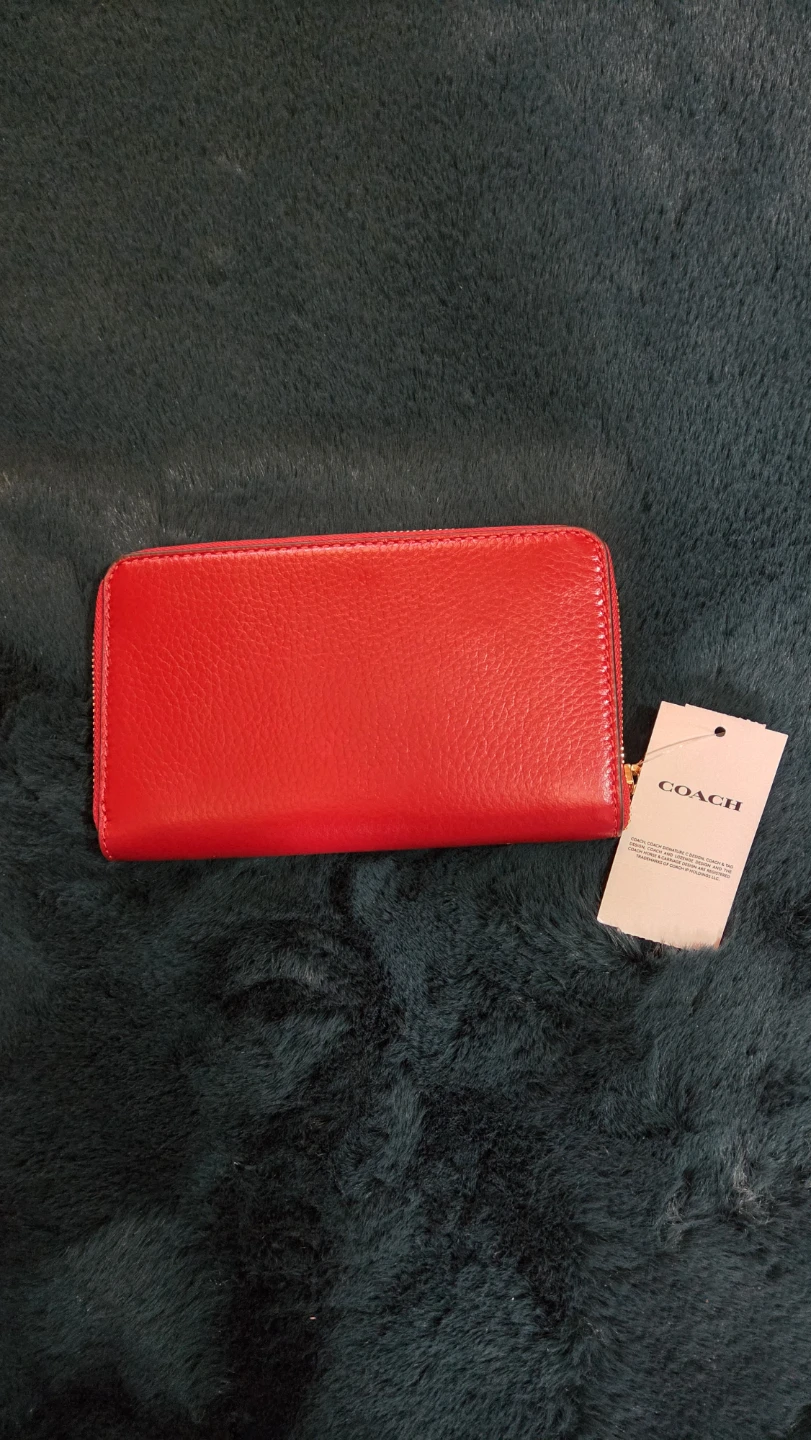 Coach Pebble Leather Medium Zip Wallet - Red - photo 2