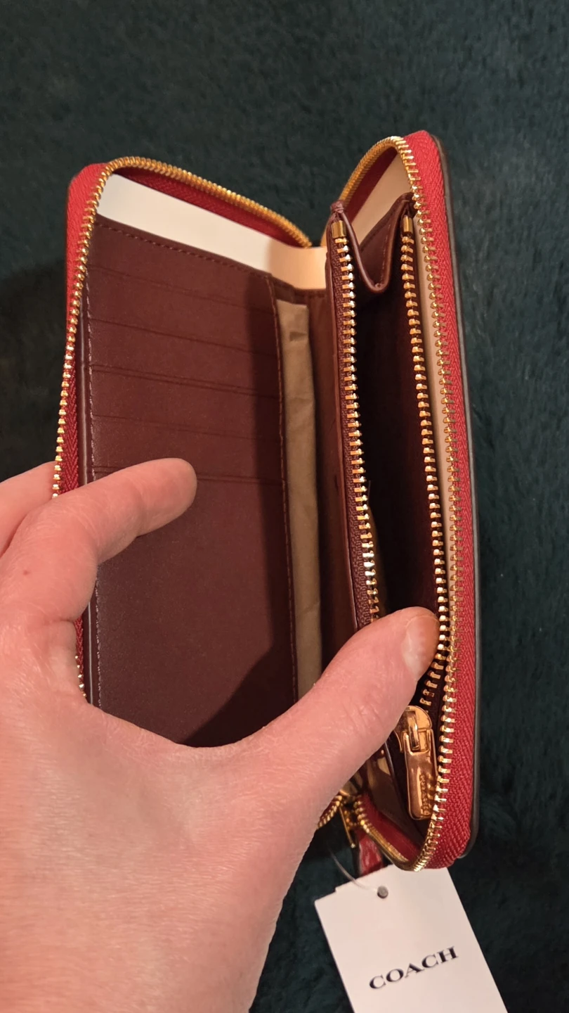 Coach Pebble Leather Medium Zip Wallet - Red - photo 4