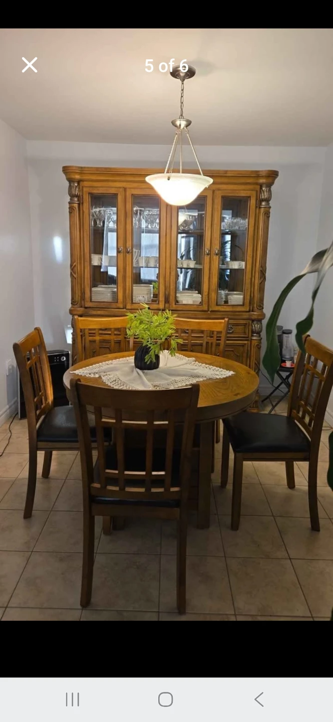 Wooden Dining Set with Hutch and Table - photo 2