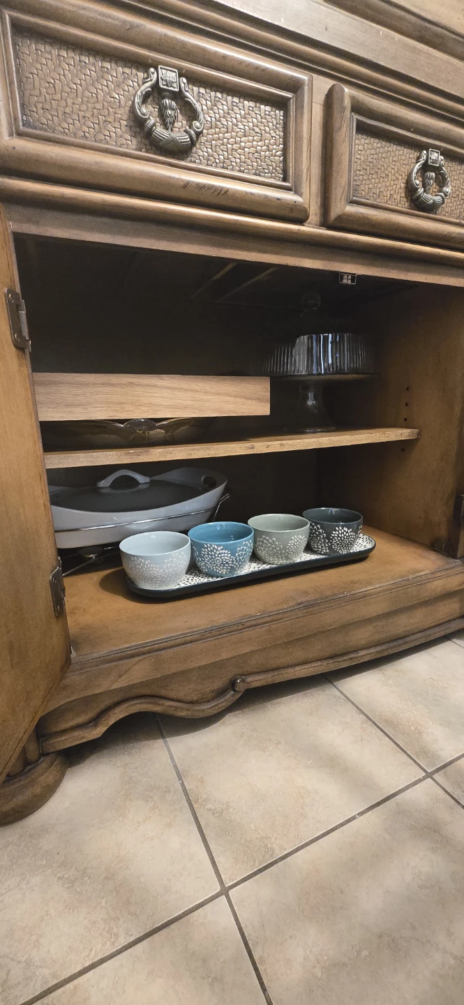 Wooden Dining Set with Hutch and Table - photo 4