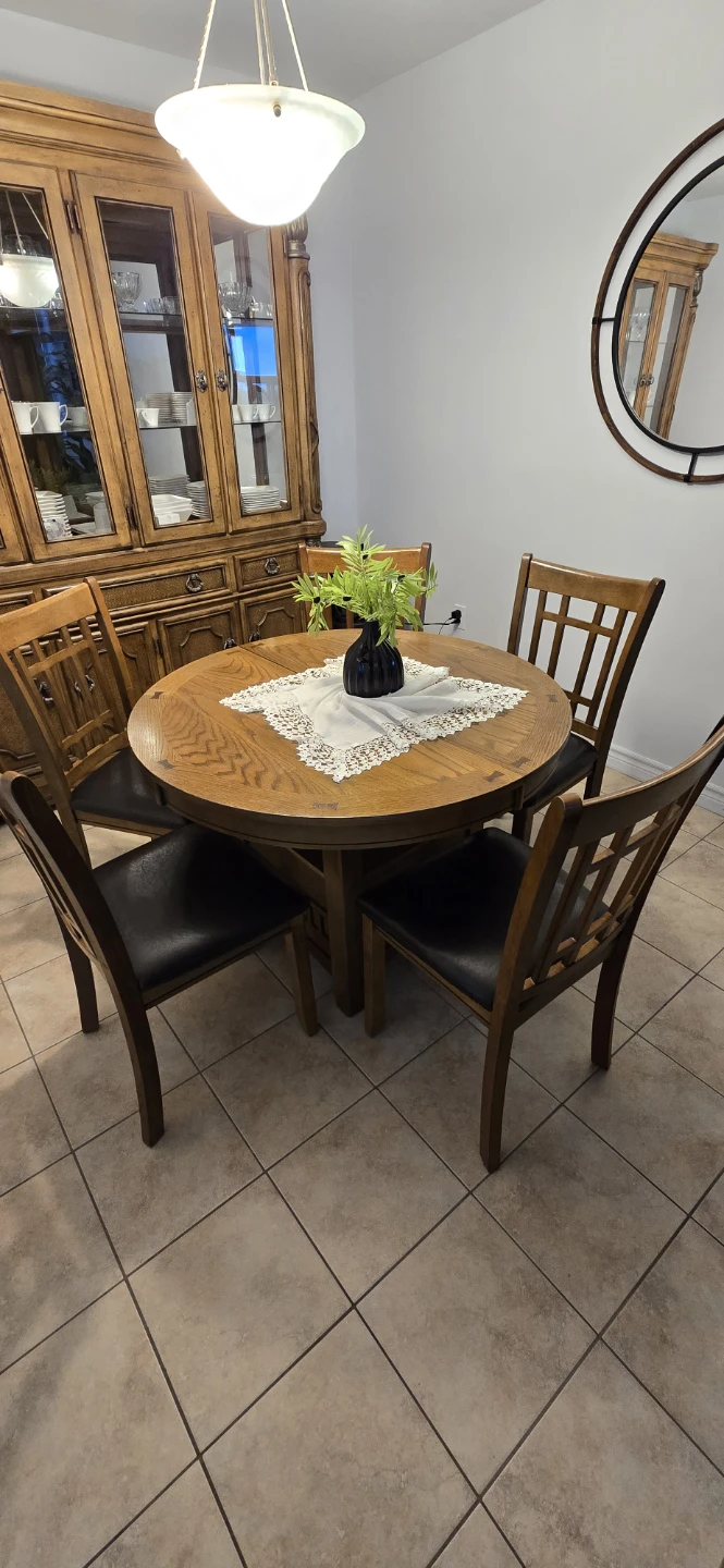 Wooden Dining Set with Hutch and Table - photo 5