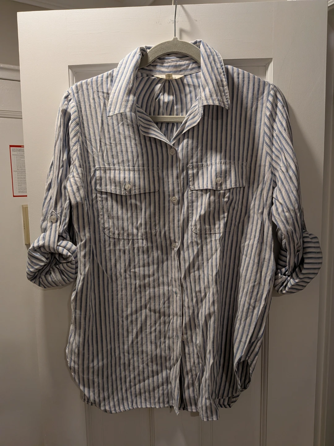 Max Studio Blue Striped Button-Up Shirt - Size S
