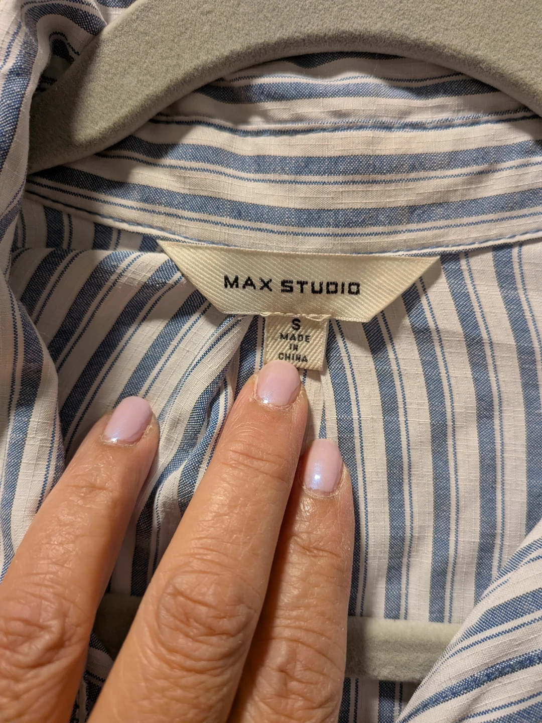 Max Studio Blue Striped Button-Up Shirt - Size S - photo 3
