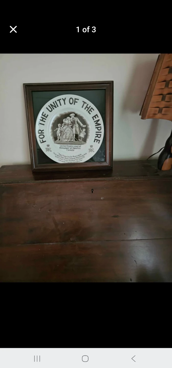 United Empire Loyalist Commemorative Framed Plate