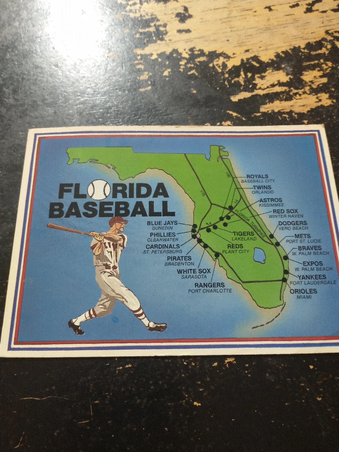 Florida Baseball Postcard - Spring training map