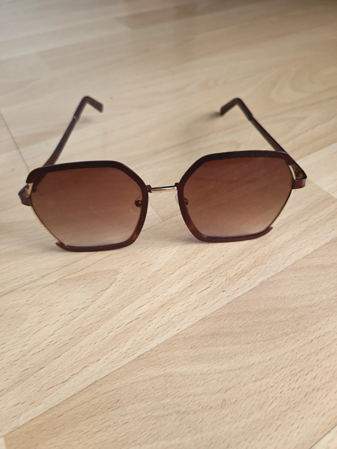 Brown Hexagonal Frame Sunglasses
