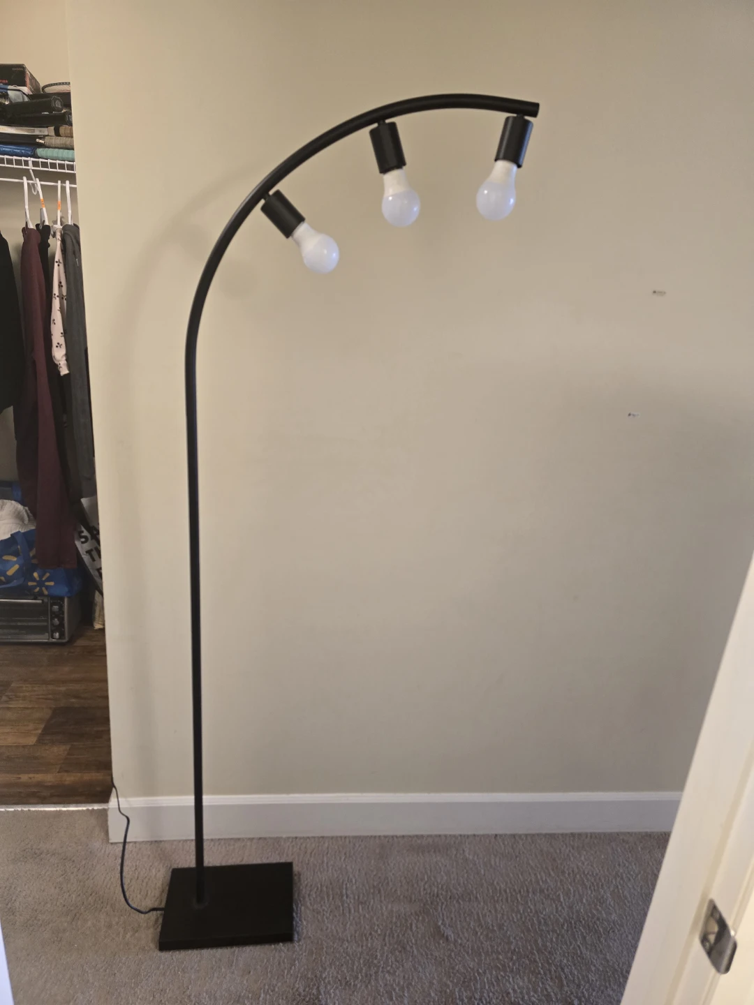 Globe Electric Winslow 70" 3-Light Metal  Floor Lamp, Black
