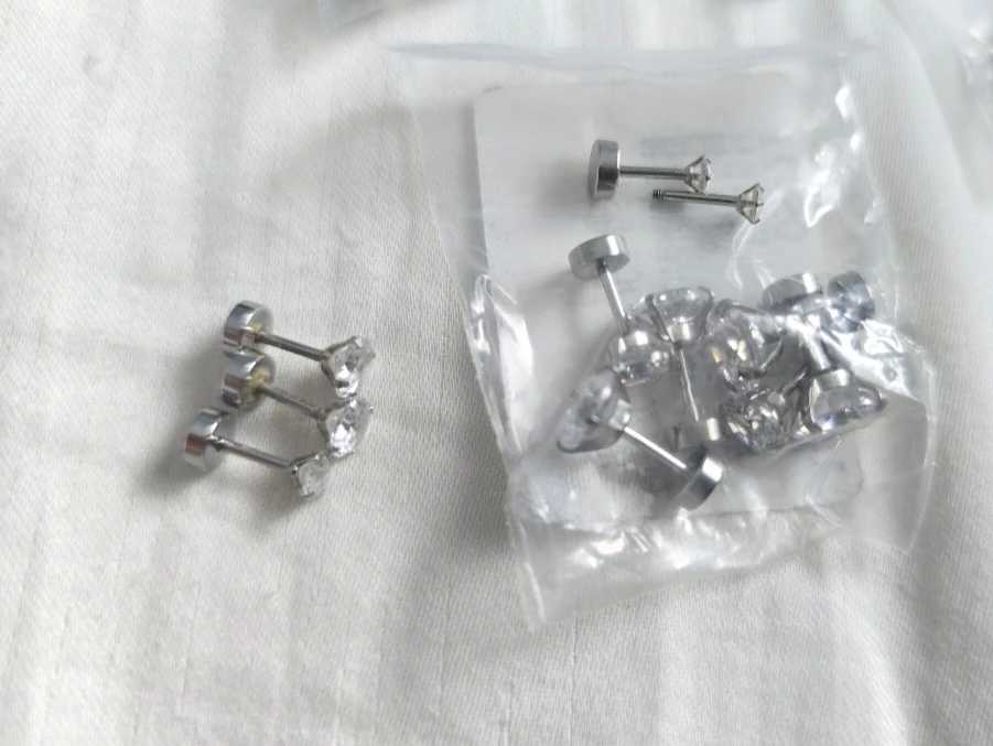 New Stainless Steel Ear Stud, Barbell Studs Earrings Round