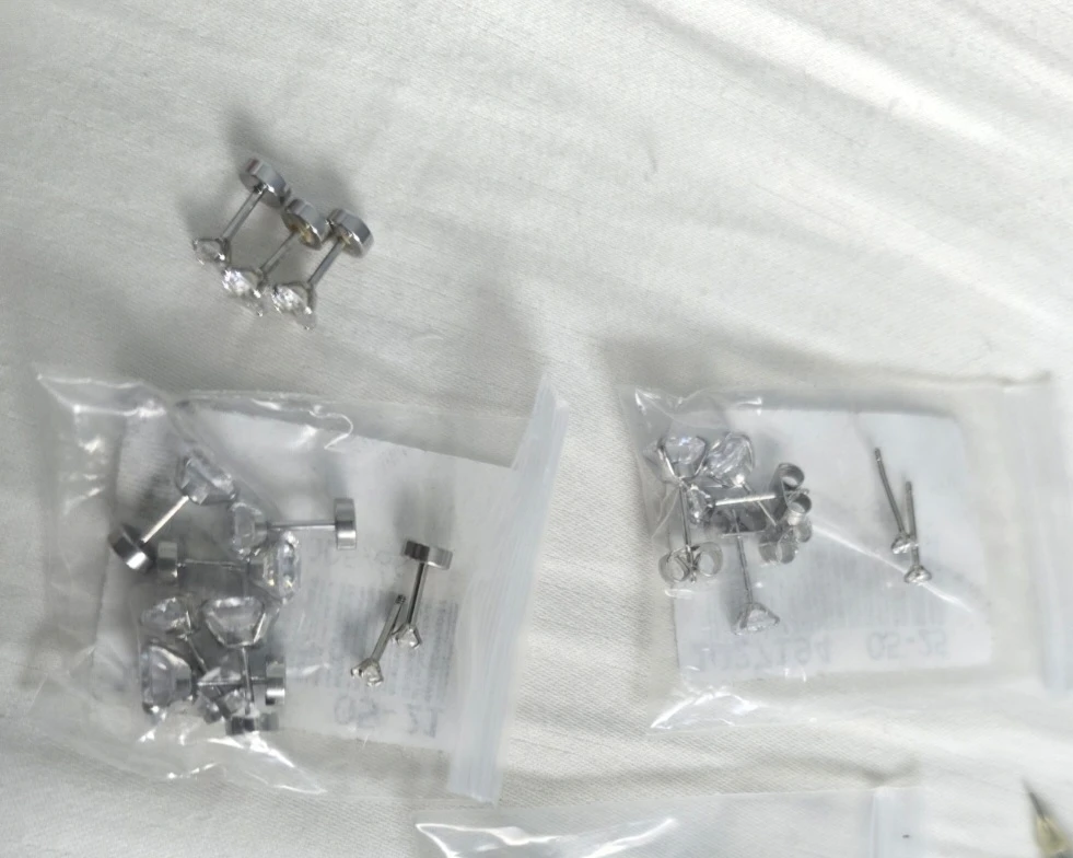New Stainless Steel Ear Stud, Barbell Studs Earrings Round - photo 3