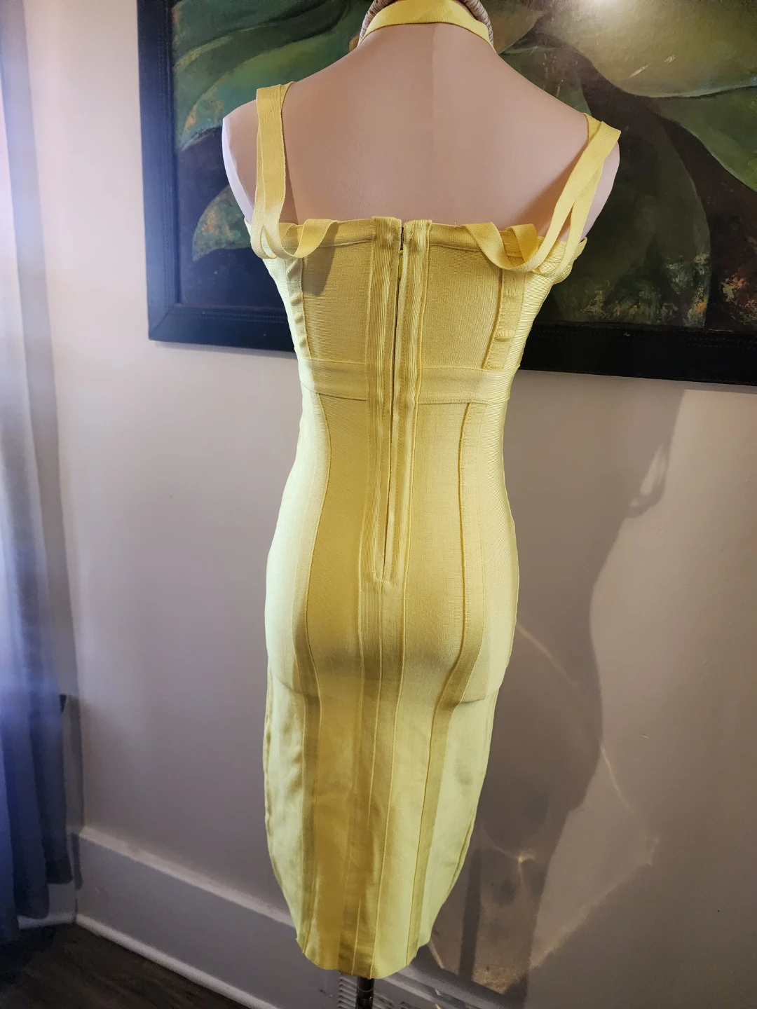 Yellow Sleeveless Bodycon Midi Dress - photo 4