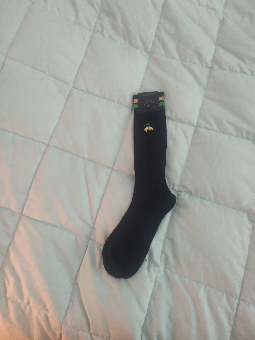 Navy Crew Socks with Brooks Brothers Golden Fleece logo