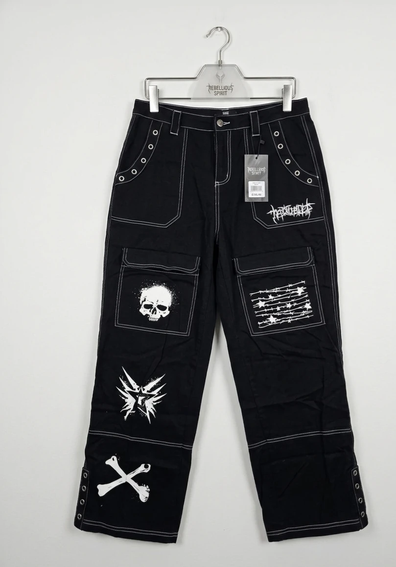 Rebellious Spirit Black Cargo Pants Size 11 - photo 2