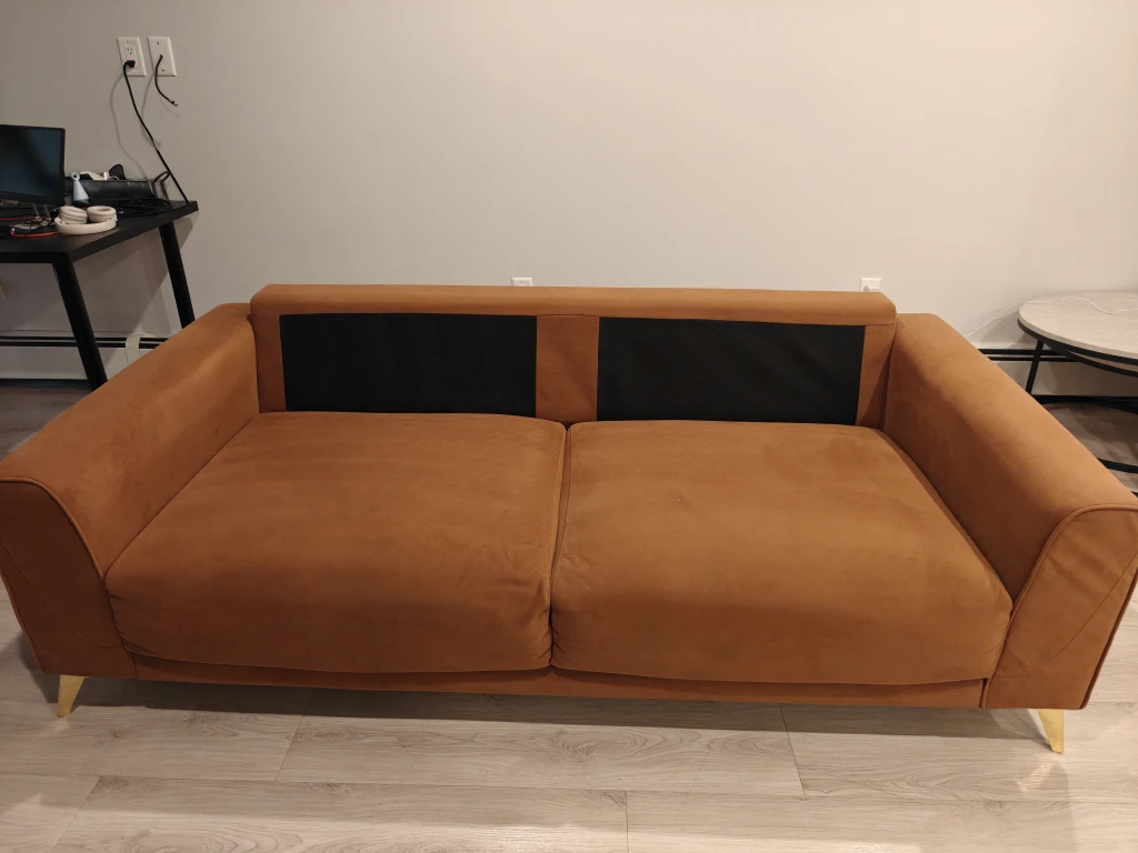 MINT Tan Mid-Century Modern Sofa – Gold Legs - photo 3