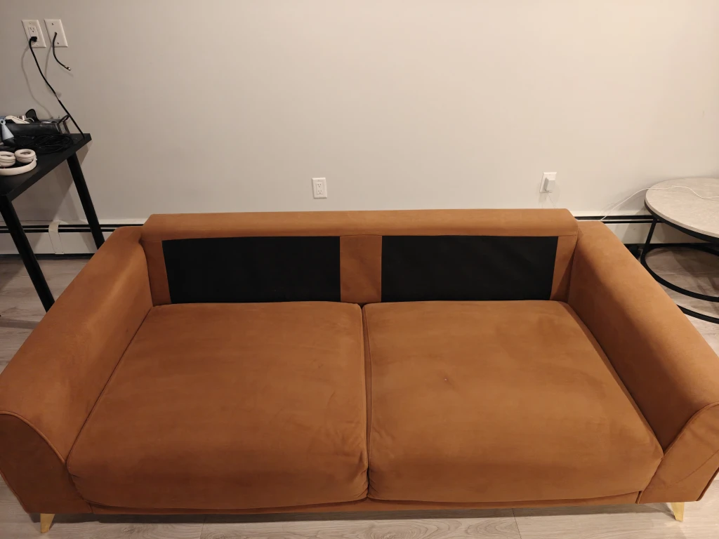 MINT Tan Mid-Century Modern Sofa – Gold Legs - photo 4
