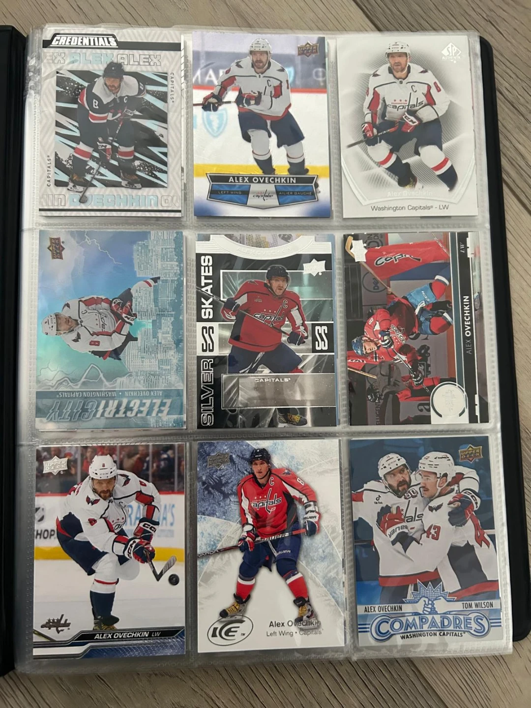 Alexander Ovechkin hockey card collection in binder