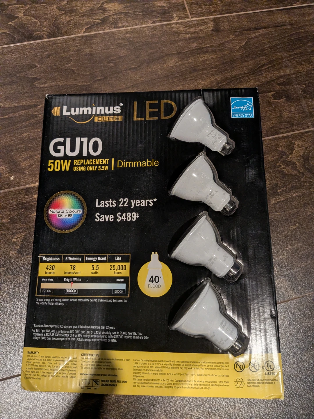 Luminus Elite GU10 LED Light Bulbs (4 Pack)