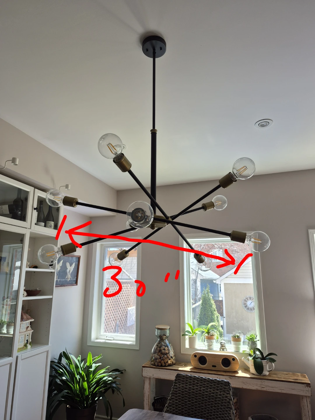 8-Light Sputnik Chandelier - Black/Gold