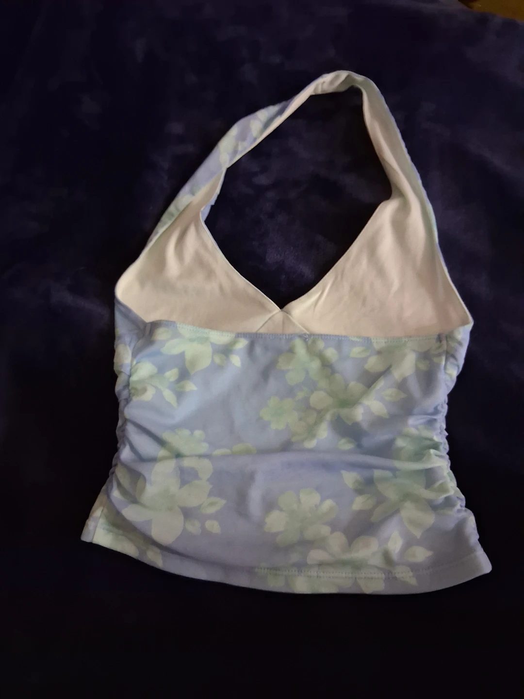 Blue Floral Halter Tank Top - photo 2