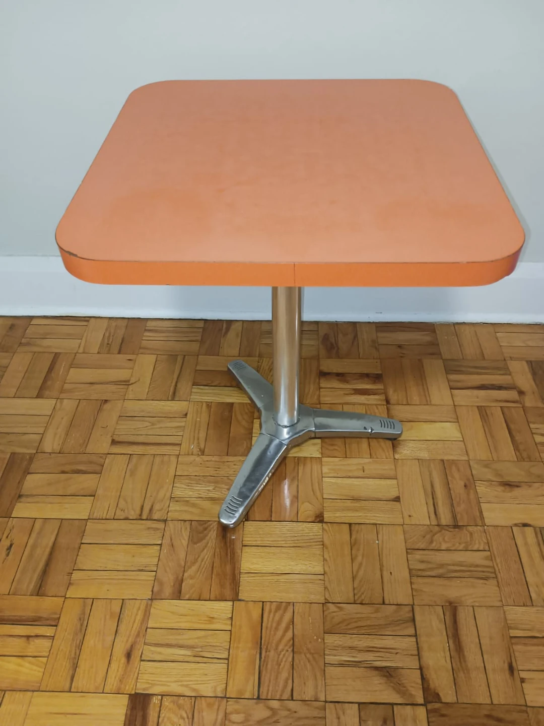 Orange Square Table with Metal Base - photo 2