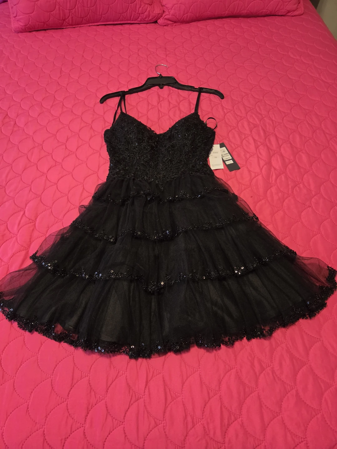 Cavery Black Tulle Sequin Dress XS