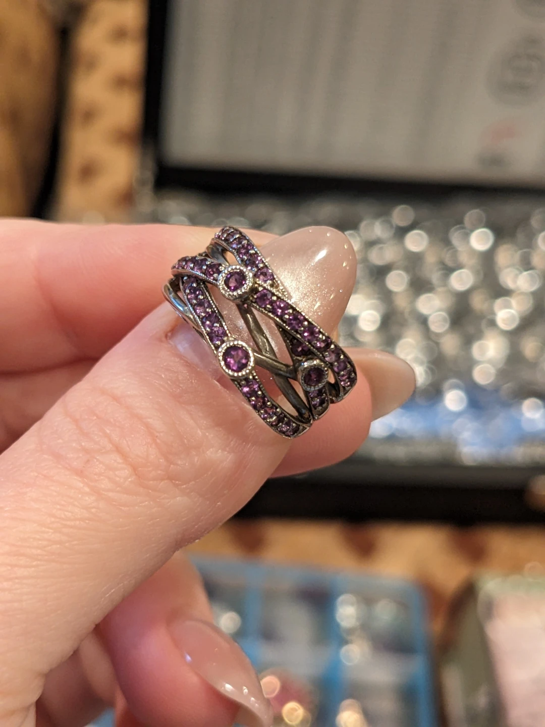 Size 6.5 Sterling Silver Purple Stone Ring