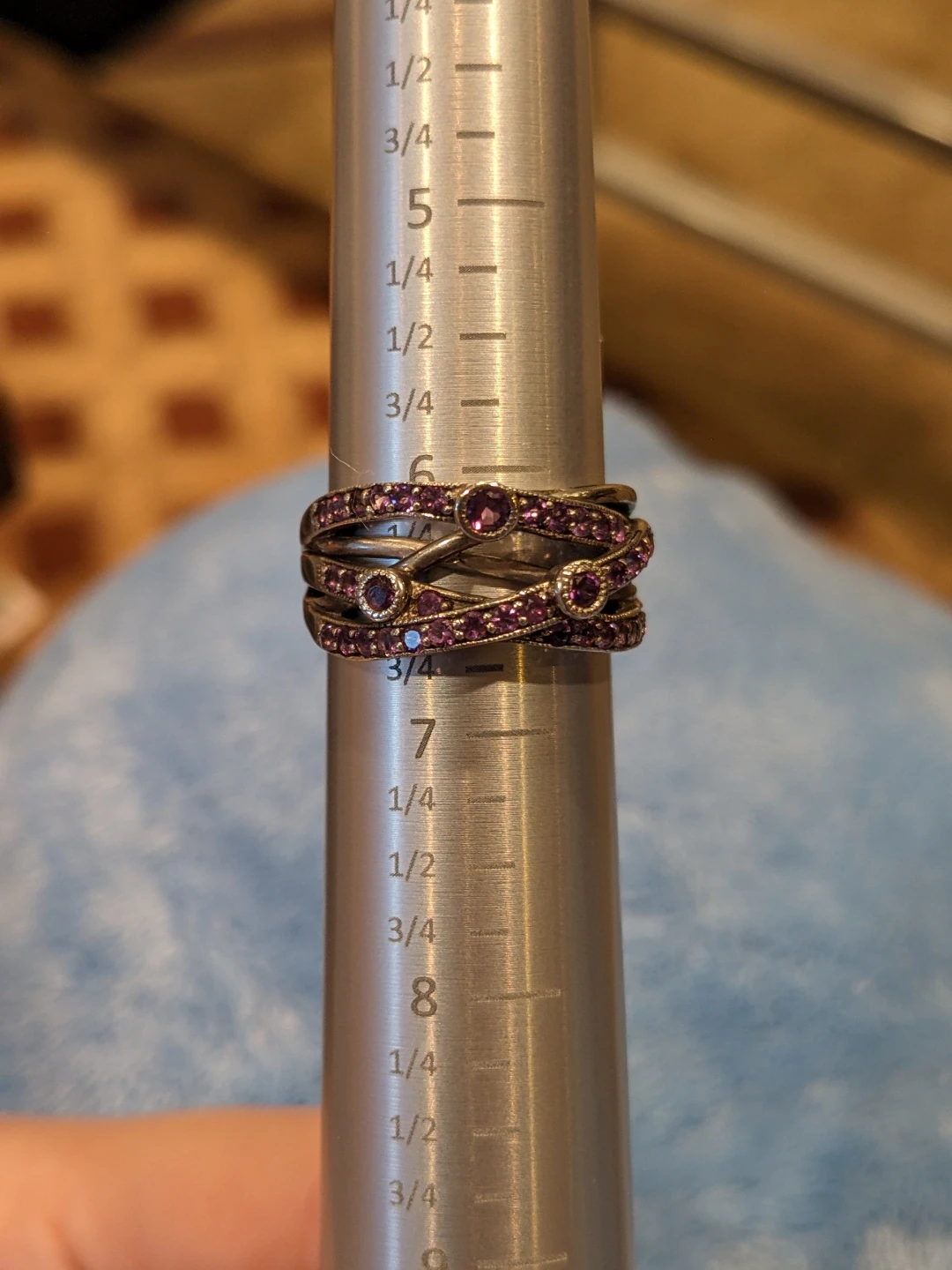 Size 6.5 Sterling Silver Purple Stone Ring - photo 5
