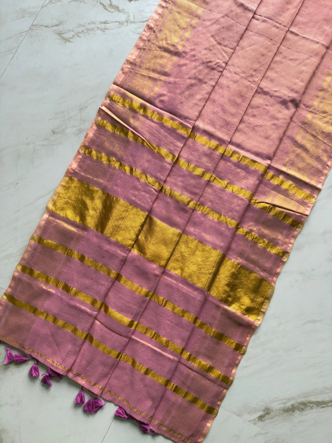 Striped Scarf with Tassels - photo 4