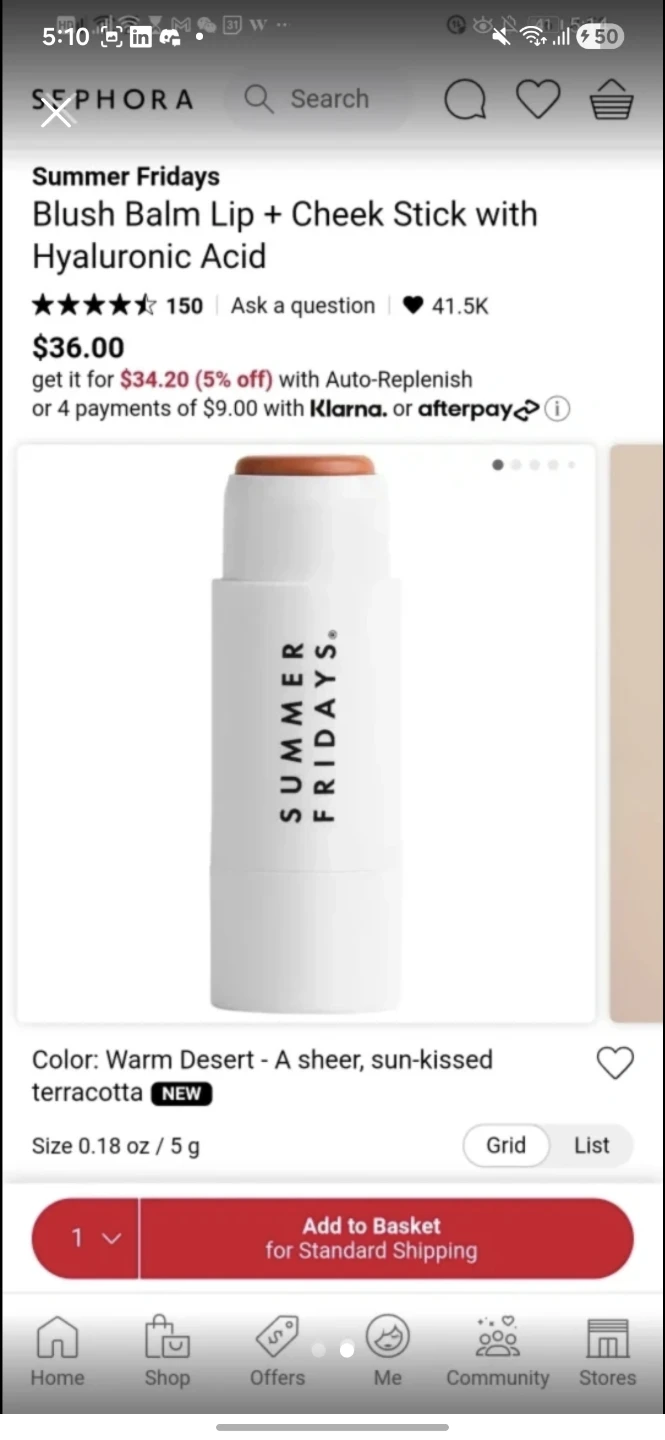 Summer Fridays Blush Balm Lip + Cheek Stick